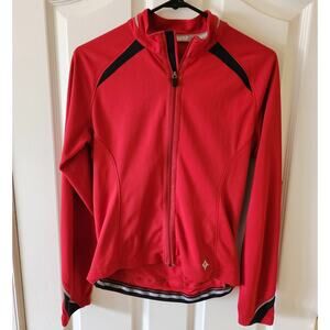Specialized Women's Soft Shell Cycling Jacket Red Black Reflective Full Zip M
